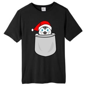 Santa Cat Pocket Funny Cute Cat Mom Dad Christmas Gift Tall Fusion ChromaSoft Performance T-Shirt