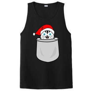 Santa Cat Pocket Funny Cute Cat Mom Dad Christmas Gift PosiCharge Competitor Tank