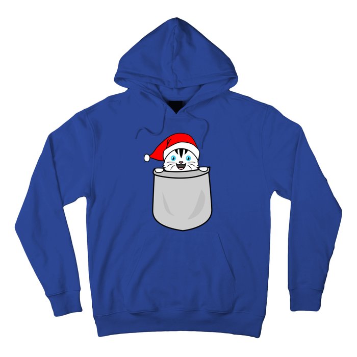 Santa Cat Pocket Funny Cute Cat Mom Dad Christmas Gift Hoodie