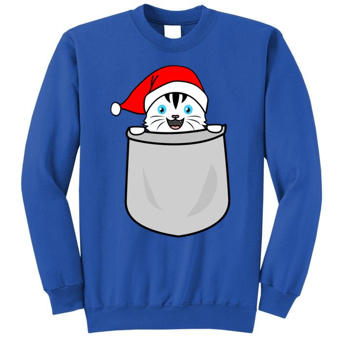 Santa Cat Pocket Funny Cute Cat Mom Dad Christmas Gift Sweatshirt