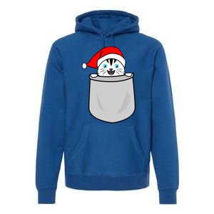 Santa Cat Pocket Funny Cute Cat Mom Dad Christmas Gift Premium Hoodie