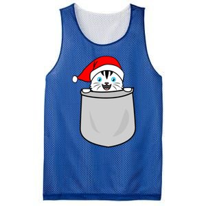 Santa Cat Pocket Funny Cute Cat Mom Dad Christmas Gift Mesh Reversible Basketball Jersey Tank