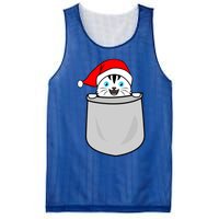 Santa Cat Pocket Funny Cute Cat Mom Dad Christmas Gift Mesh Reversible Basketball Jersey Tank