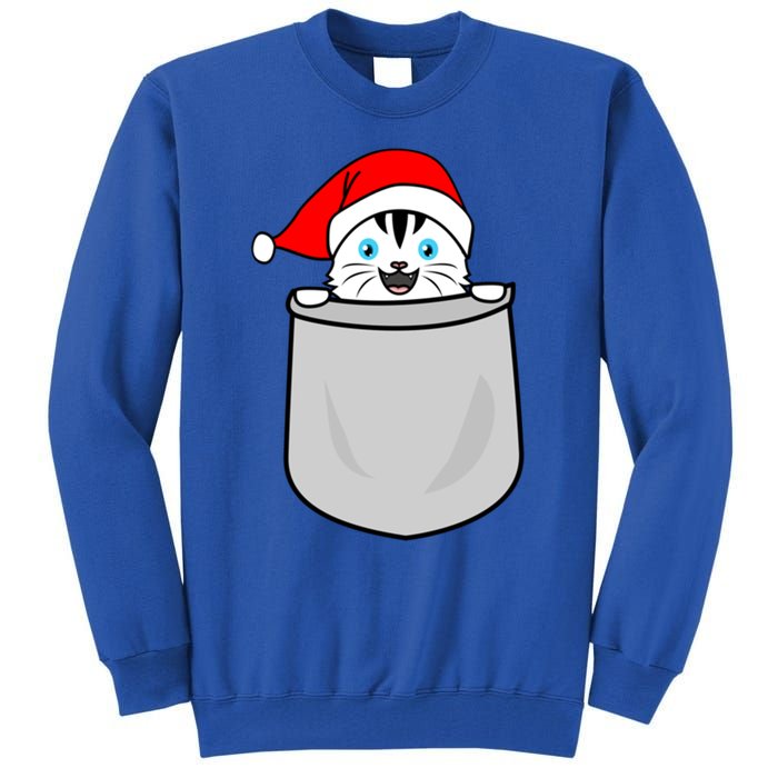 Santa Cat Pocket Funny Cute Cat Mom Dad Christmas Gift Tall Sweatshirt