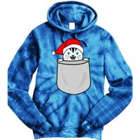 Santa Cat Pocket Funny Cute Cat Mom Dad Christmas Gift Tie Dye Hoodie