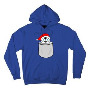 Santa Cat Pocket Funny Cute Cat Mom Dad Christmas Gift Tall Hoodie