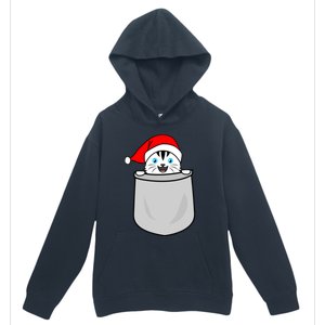 Santa Cat Pocket Funny Cute Cat Mom Dad Christmas Gift Urban Pullover Hoodie