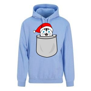 Santa Cat Pocket Funny Cute Cat Mom Dad Christmas Gift Unisex Surf Hoodie