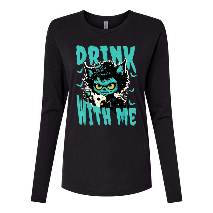 Spooky Cat Party Womens Cotton Relaxed Long Sleeve T-Shirt