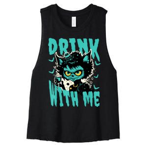 Spooky Cat Party Women's Racerback Cropped Tank