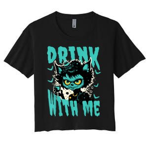 Spooky Cat Party Women's Crop Top Tee