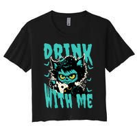 Spooky Cat Party Women's Crop Top Tee