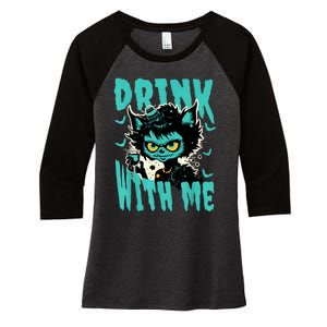 Spooky Cat Party Women's Tri-Blend 3/4-Sleeve Raglan Shirt