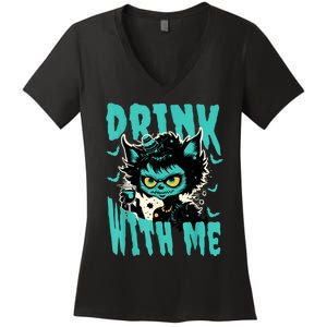 Spooky Cat Party Women's V-Neck T-Shirt