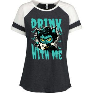 Spooky Cat Party Enza Ladies Jersey Colorblock Tee