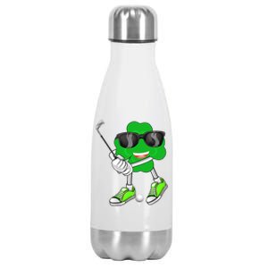 Shamrock Clover Playing Golf Saint Patrick's Day Gift Stainless Steel Insulated Water Bottle