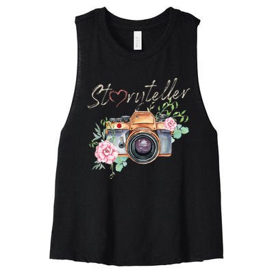 Storyteller Camera Photography Photographer Cameraman Ideas Women's Racerback Cropped Tank