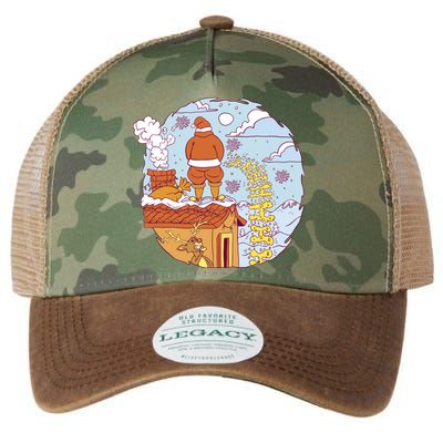 Santa Claus Peeing On Roof Funny Holiday Christmas Legacy Tie Dye Trucker Hat