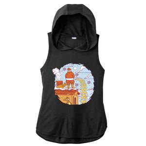 Santa Claus Peeing On Roof Funny Holiday Christmas Ladies PosiCharge Tri-Blend Wicking Draft Hoodie Tank