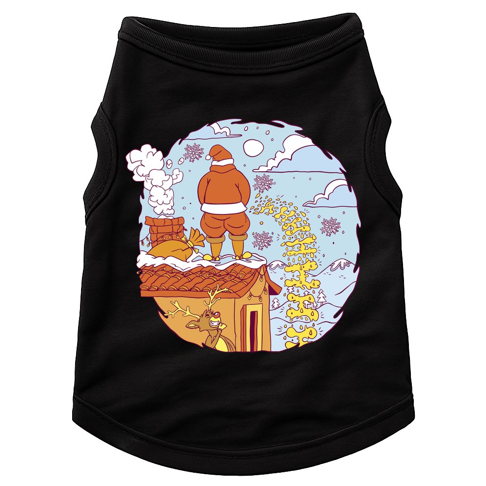 Santa Claus Peeing On Roof Funny Holiday Christmas Doggie Tank