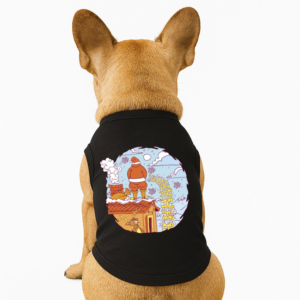 Santa Claus Peeing On Roof Funny Holiday Christmas Doggie Tank