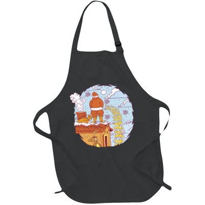 Santa Claus Peeing On Roof Funny Holiday Christmas Apron