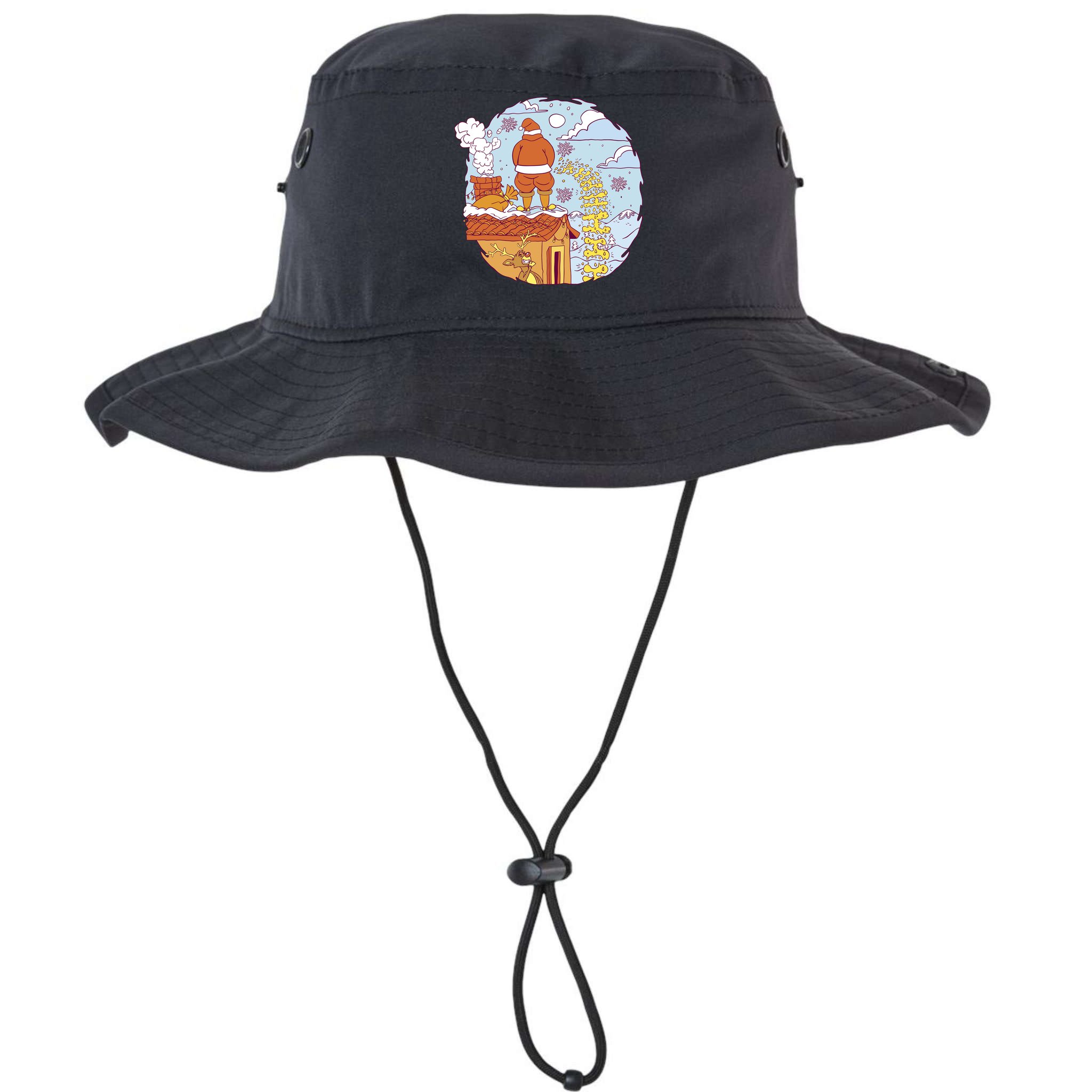 Santa Claus Peeing On Roof Funny Holiday Christmas Bucket Hat