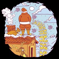 Santa Claus Peeing On Roof Funny Holiday Christmas Bucket Hat