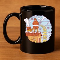 Santa Claus Peeing On Roof Funny Holiday Christmas 11oz C Handle Ceramic Mug