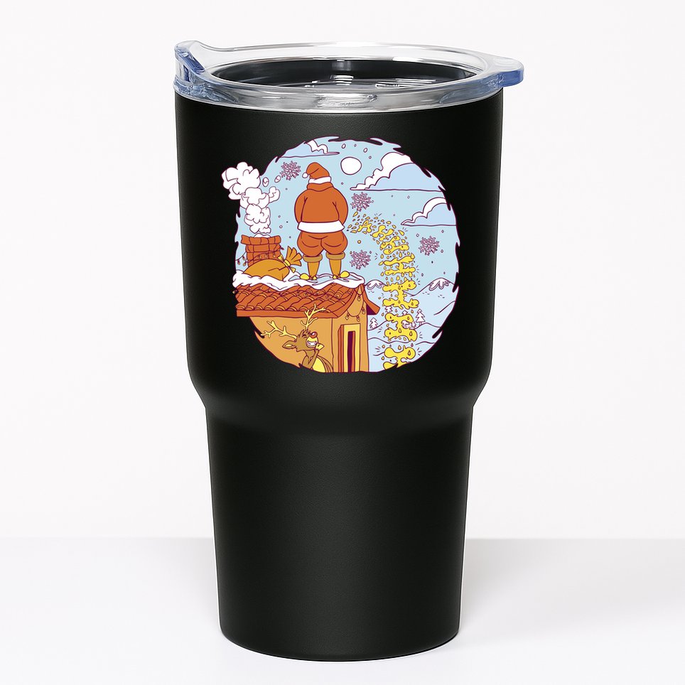 Santa Claus Peeing On Roof Funny Holiday Christmas Tumbler