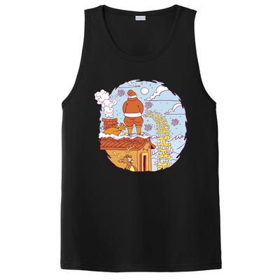 Santa Claus Peeing On Roof Funny Holiday Christmas PosiCharge Competitor Tank