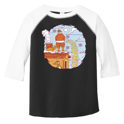 Santa Claus Peeing On Roof Funny Holiday Christmas Toddler Fine Jersey T-Shirt