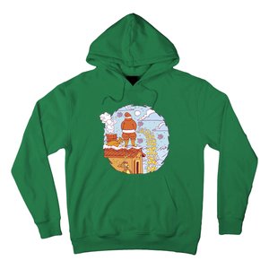 Santa Claus Peeing On Roof Funny Holiday Christmas Hoodie