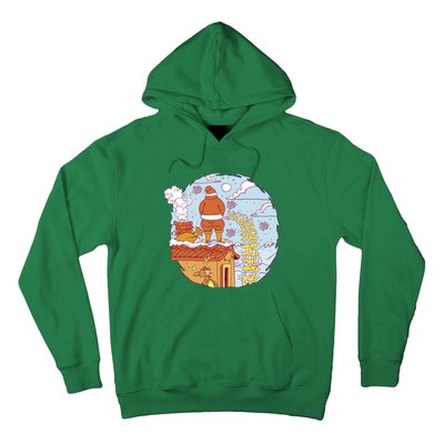 Santa Claus Peeing On Roof Funny Holiday Christmas Hoodie