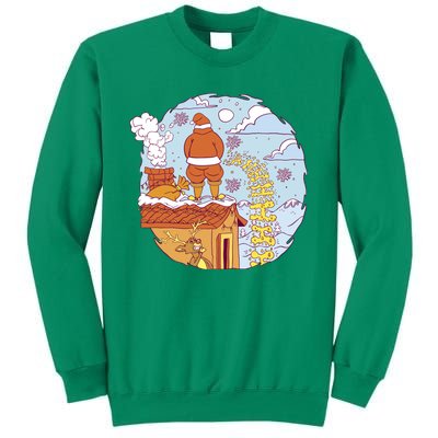 Santa Claus Peeing On Roof Funny Holiday Christmas Sweatshirt