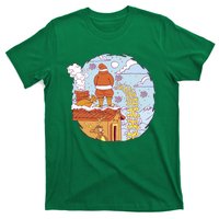 Santa Claus Peeing On Roof Funny Holiday Christmas T-Shirt