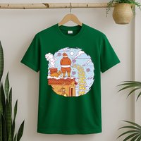 Santa Claus Peeing On Roof Funny Holiday Christmas T-Shirt