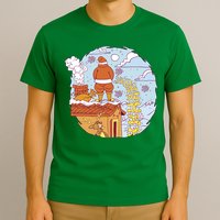 Santa Claus Peeing On Roof Funny Holiday Christmas T-Shirt