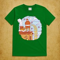 Santa Claus Peeing On Roof Funny Holiday Christmas T-Shirt