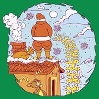 Santa Claus Peeing On Roof Funny Holiday Christmas T-Shirt