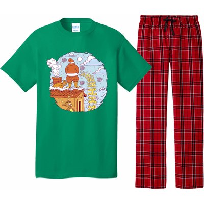 Santa Claus Peeing On Roof Funny Holiday Christmas Pajama Set