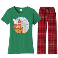 Santa Claus Peeing On Roof Funny Holiday Christmas Women's Flannel Pajama Set