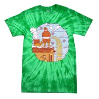 Santa Claus Peeing On Roof Funny Holiday Christmas Tie-Dye T-Shirt