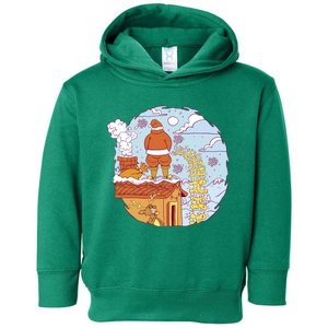 Santa Claus Peeing On Roof Funny Holiday Christmas Toddler Hoodie