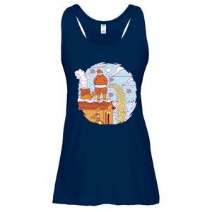 Santa Claus Peeing On Roof Funny Holiday Christmas Ladies Essential Flowy Tank