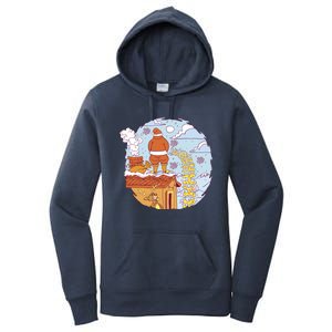 Santa Claus Peeing On Roof Funny Holiday Christmas Women's Pullover Hoodie