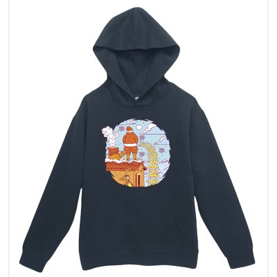 Santa Claus Peeing On Roof Funny Holiday Christmas Urban Pullover Hoodie