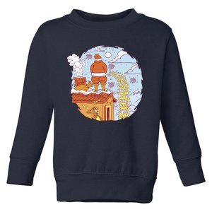 Santa Claus Peeing On Roof Funny Holiday Christmas Toddler Sweatshirt