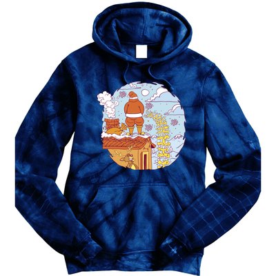 Santa Claus Peeing On Roof Funny Holiday Christmas Tie Dye Hoodie