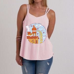 Santa Claus Peeing On Roof Funny Holiday Christmas Women's Strappy Tank